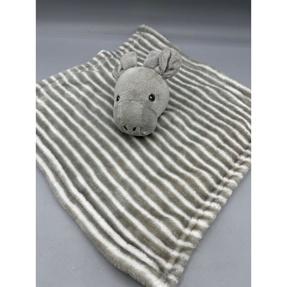 Lila & Jack Plush Hippo Giraffe Baby Security Blanket Lovey Gray Stripe - Picture 1 of 5